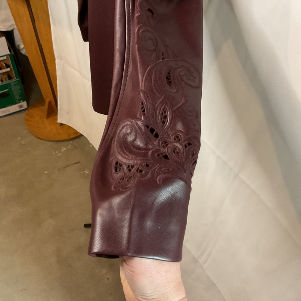 Chico's Maroon Faux Leather Jacket - Picture 7 of 7